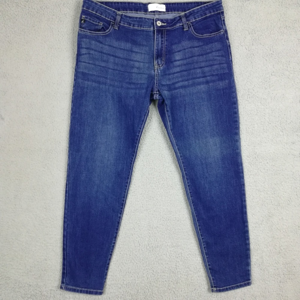 Kancan Womens Jeans Skinny‎ Blue Denim KC11240D Mid Rise Whiskering Medium 15